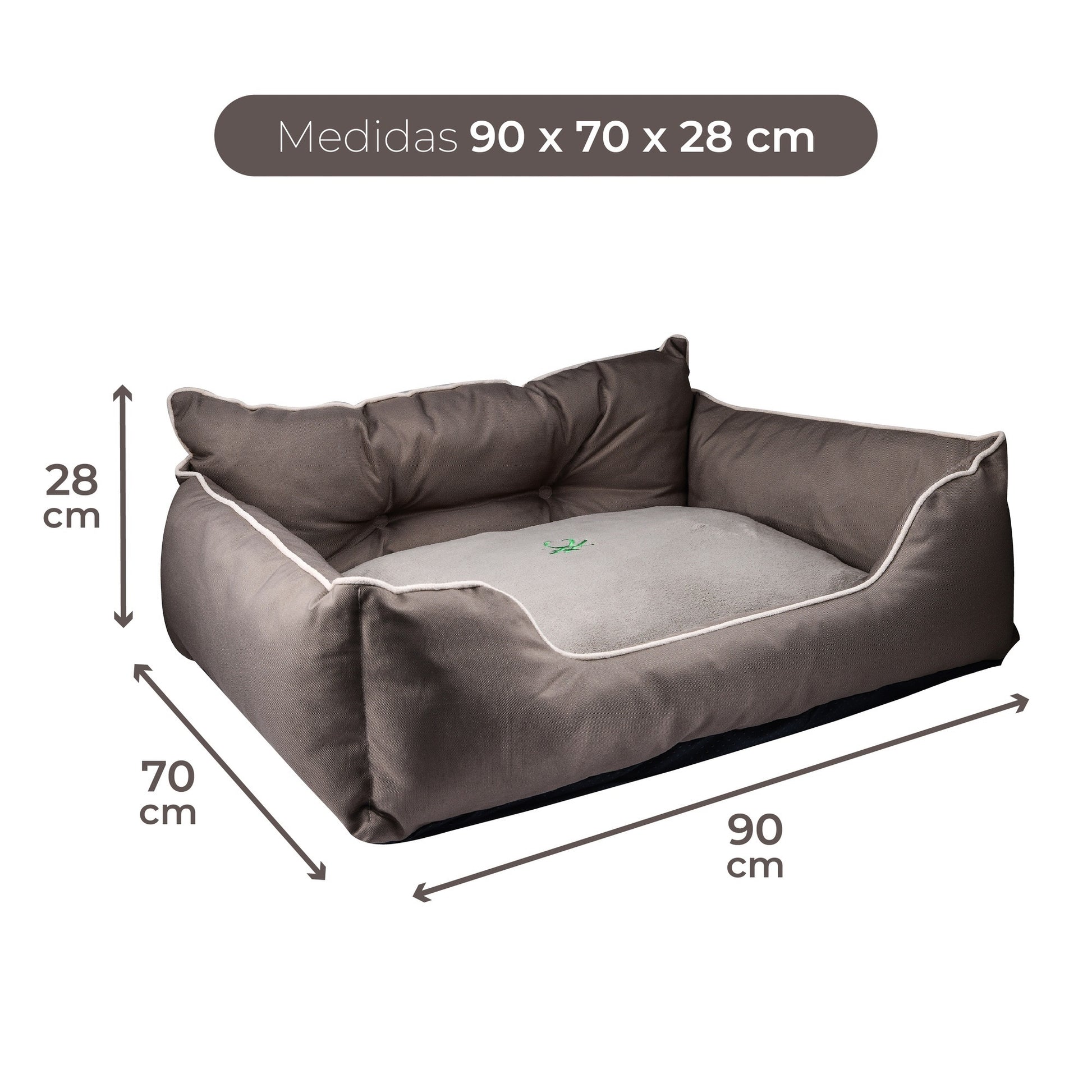 Cama Para Mascota 90x70x28cm Marrón + Abrigo Azul Para Mascotas 40cm_1
