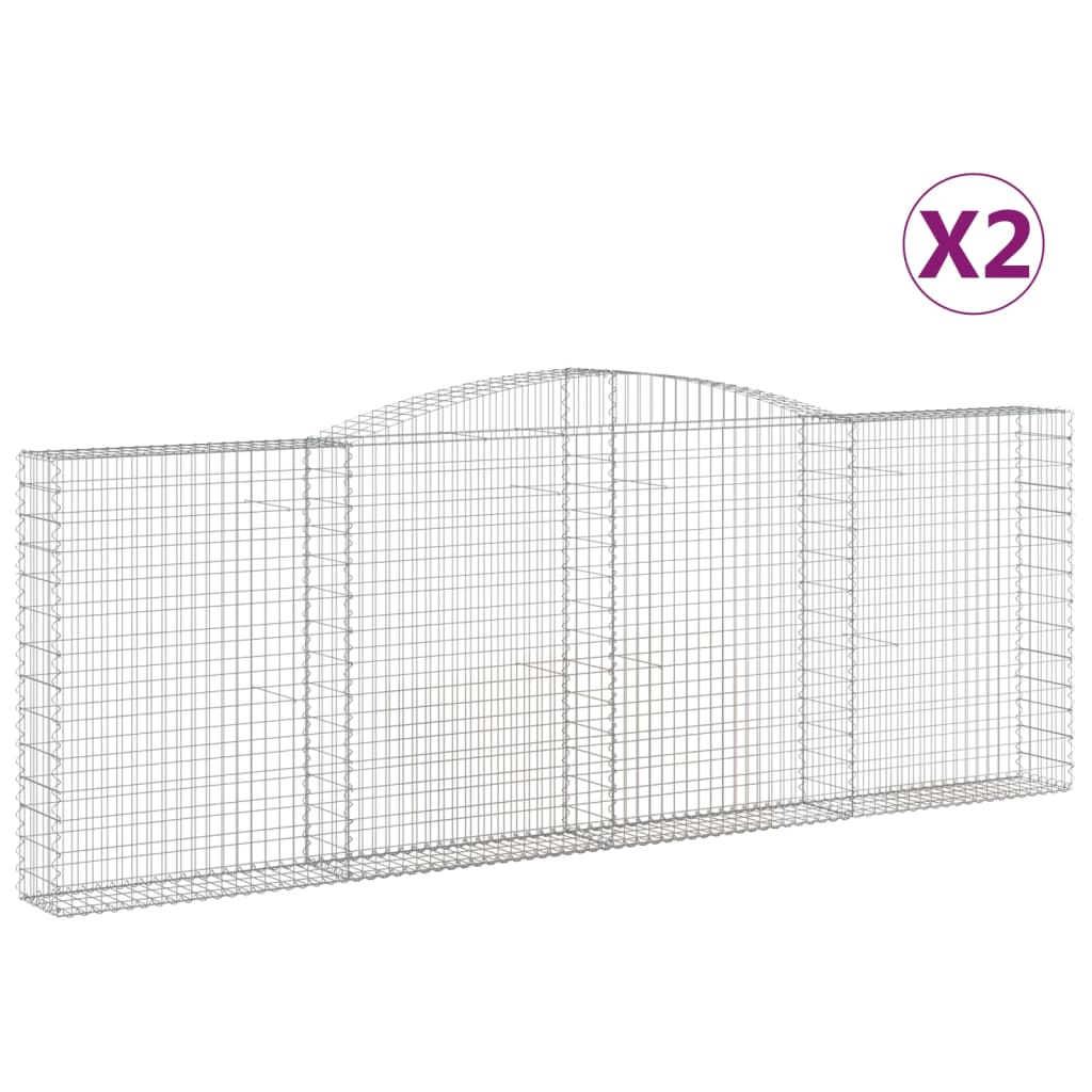 Cestas De Gaviones 2 Uds Forma De Arco Hierro 400x30x140/160 Cm_0
