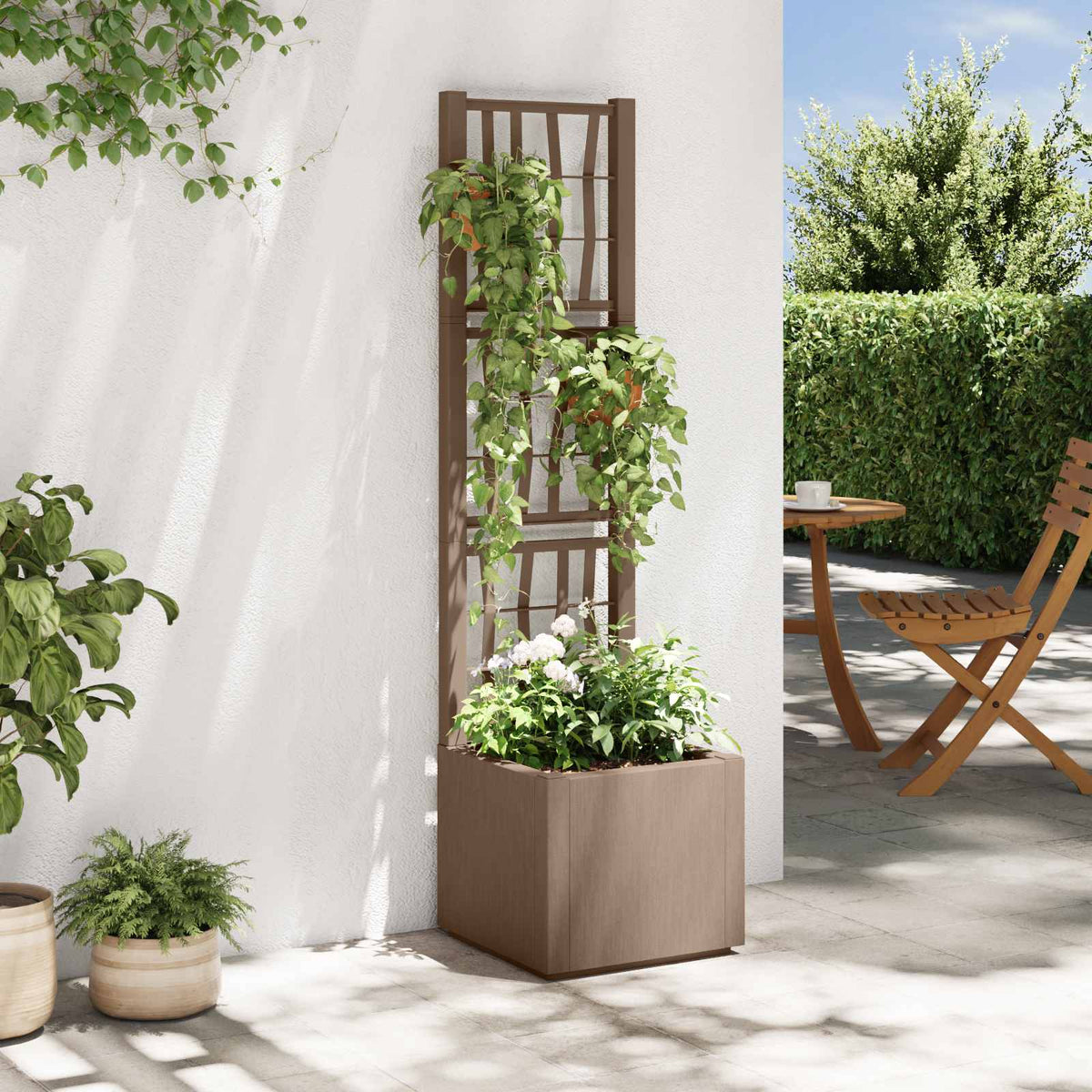 Maceta De Jardín Con Enrejado Marrón 36 X 36 X 140 Cm Pp_1