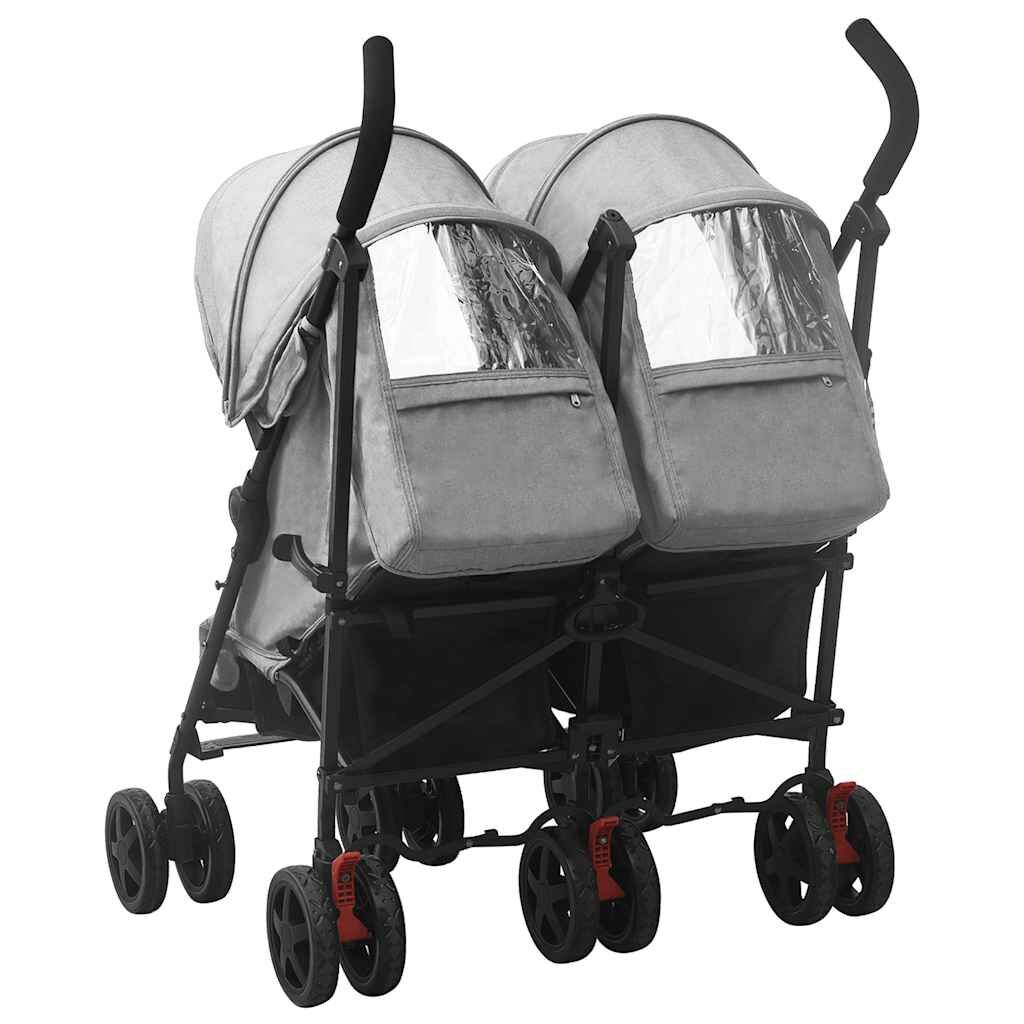 Vidaxl Carrito Para Gemelos De Acero Gris Claro_3