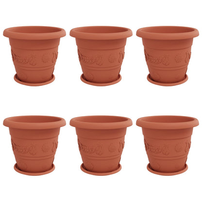 Macetas 6 Uds. Rojo Ladrillo Ø 39 X 32 Cm Plástico_0