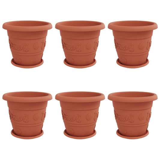 Macetas 6 Pcs Rojo Ladrillo Ø 39 X 32 Cm Plástico_0