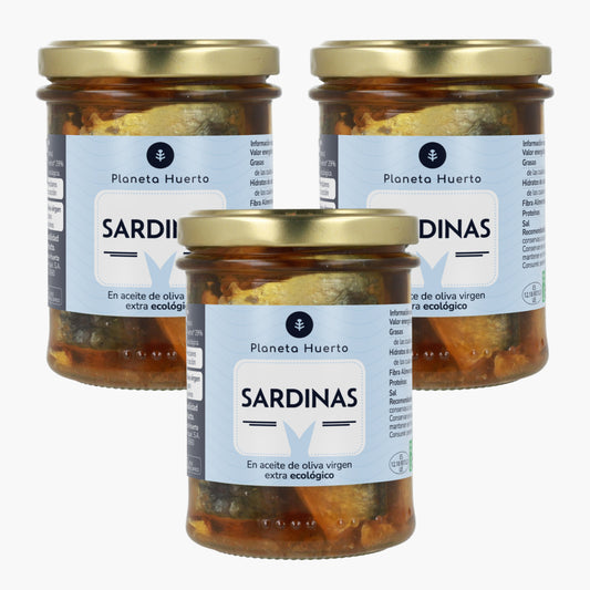 Embalagem de 3 Sardinhas em Azeite ECO Planeta Huerto 190 gr