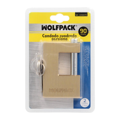 Candado Cuadrado Latón Persiana Ancho 70 Mm. Alta Seguridad, Antirrobo Puertas, Contenedores, Trasteros, 2 Llaves_3