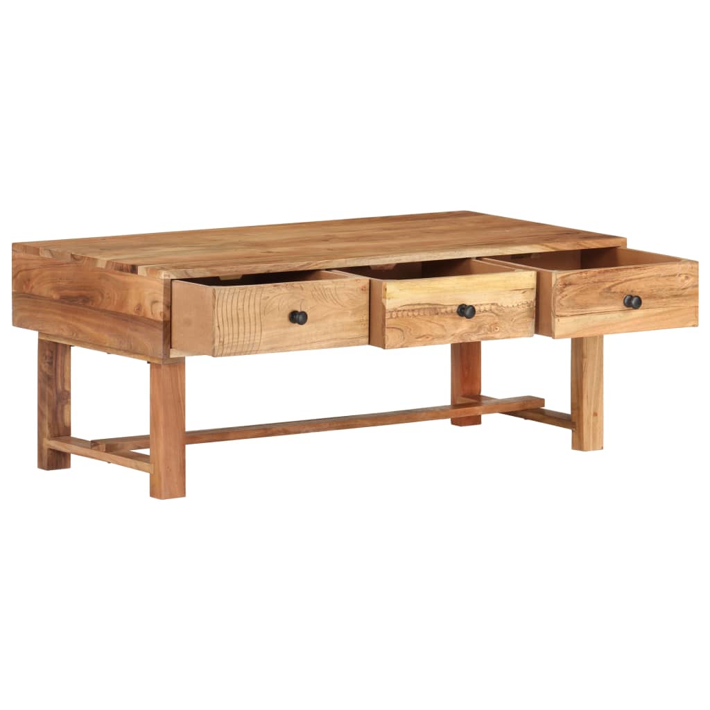 Mesa De Centro Madera Maciza De Acacia 100x50x40 Cm_1