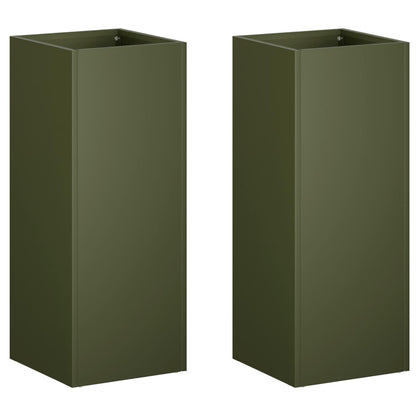 Macetero De Jardín 2 Uds. Verde Oliva 20 X 20 X 40 Cm_0