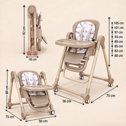 Trona Khaki Evolutiva 3 En 1, Plegable Y Portátil Con Altura, Reposapiés, Respaldo Y Bandeja Bathby_4