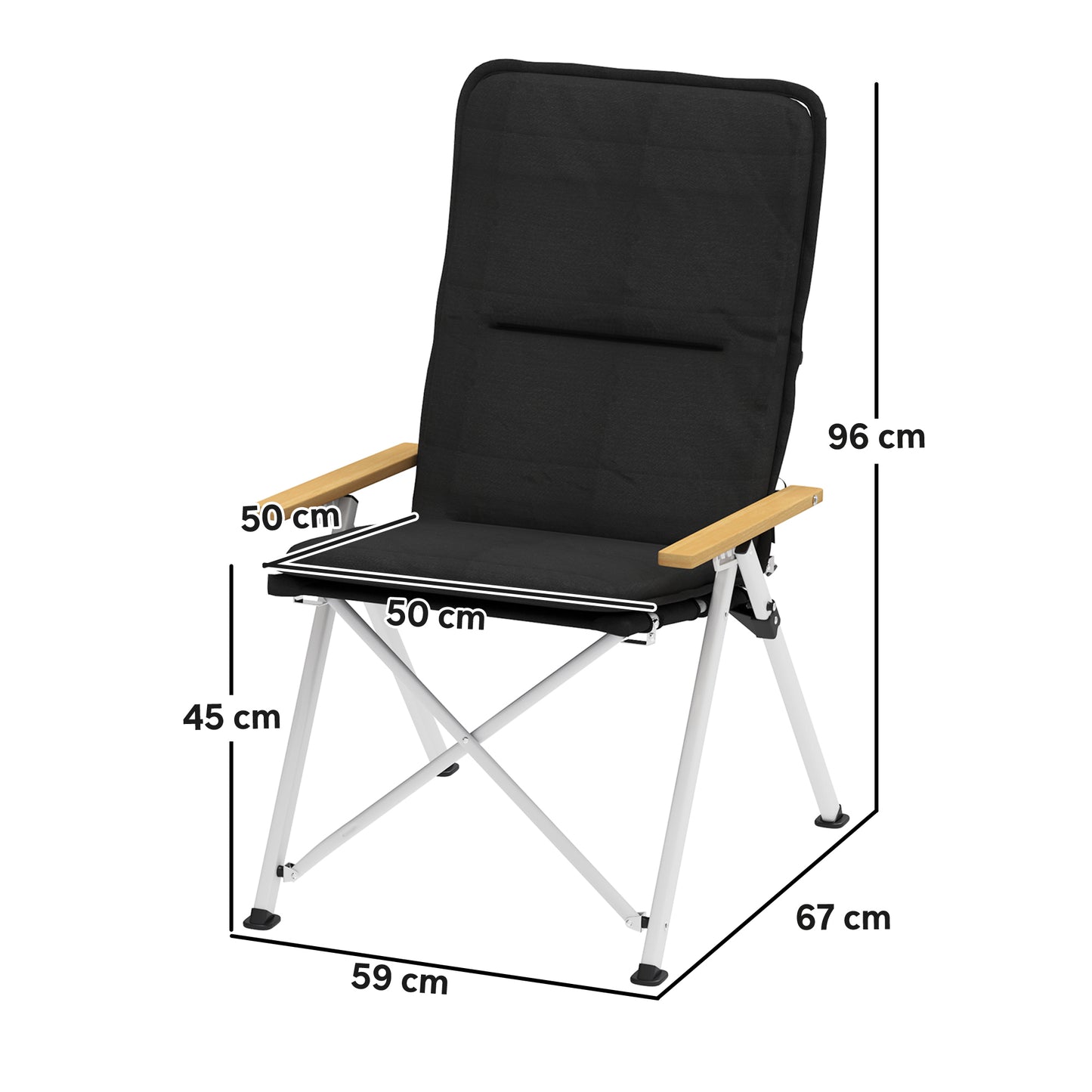 Outsunny 2 Sillas De Camping Plegables De Aluminio Con Respaldo Ajustable Negro_2