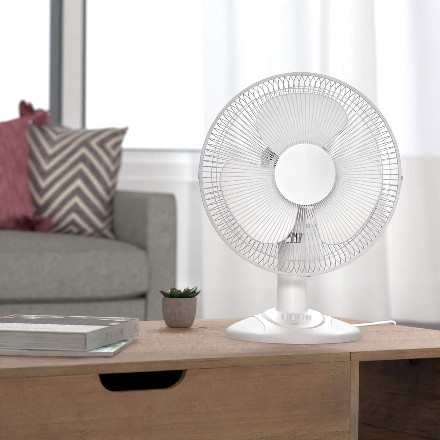Well Home Ventilador De Mesa Blanco De 34x21x50cm Con Cabezal Ajustable Y Oscilante Horizontalmente - 3 Velocidades_4