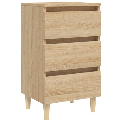 Mesitas De Noche 2 Uds Patas De Madera Roble Sonoma 40x35x69 Cm_3