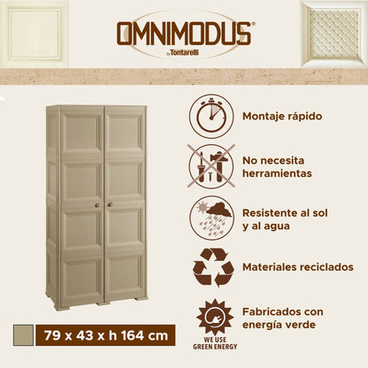 4 Módulos Con Puertas En Acabado Madera + 2 Soportes Opcionales Topo_1