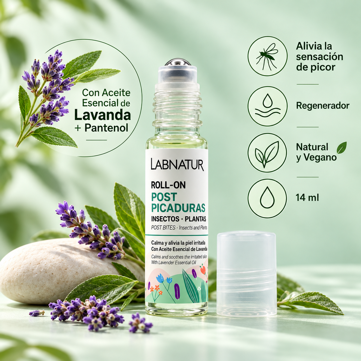 Roll-On Post Picaduras Labnatur 14 ml | Lavanda y Pantenol | Sensación Refrescante y de Confort | Vegano_2