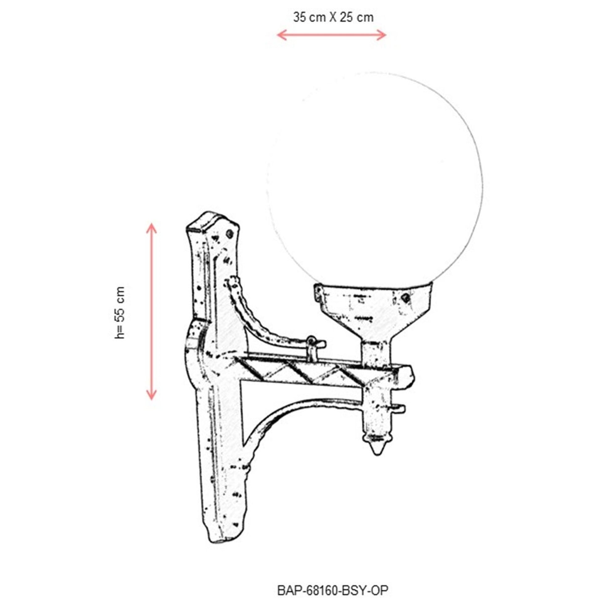 Aplique De Pared Para Exterior, Abs , Negro, 35x25x55, Casquillo E 27 Max 60 W