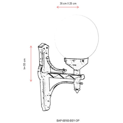 Aplique De Pared Para Exterior, Abs , Negro, 35x25x55, Casquillo E 27 Max 60 W