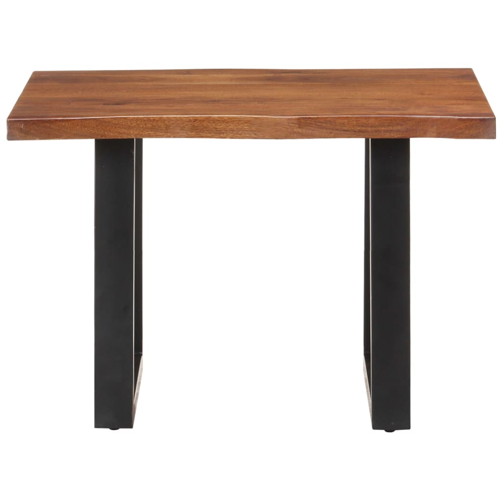 Mesa De Centro Borde Natural Madera Maciza Acacia 60x60x40 Cm_0