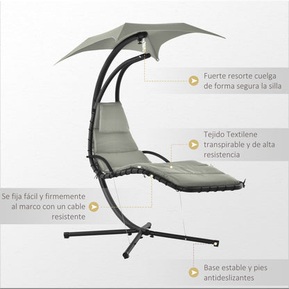 Outsunny Silla Colgante Con Soporte Toldo 190x110x190 Cm Gris_5