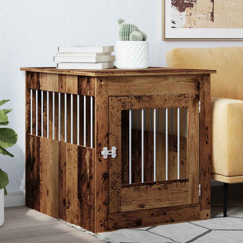 Jaula Para Perros Madera Ingeniería Madera Vieja 64,5x80x71 Cm_2