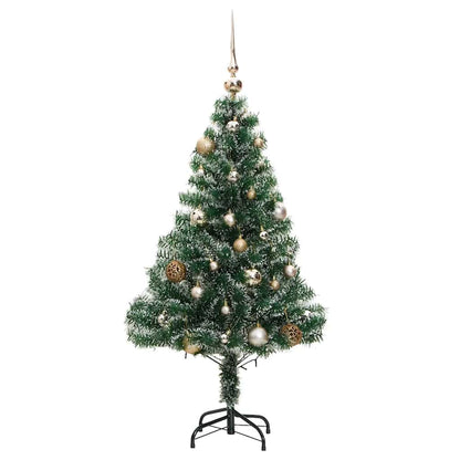 Vidaxl Árbol De Navidad Artificial Con 150 Leds Bolas Y Nieve 150 Cm_3
