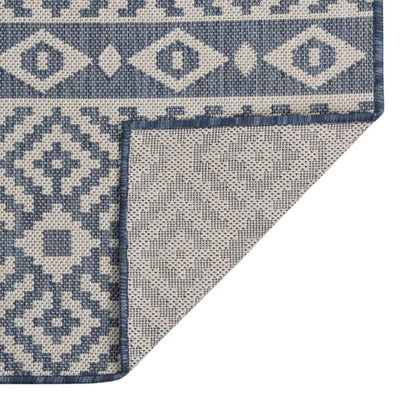 Vidaxl Alfombra De Exterior De Tejido Plano Rayas Azules 80x150 Cm_1