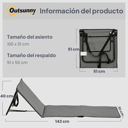 Outsunny Conjunto De 2 Esterillas De Playa Plegable 142x51x40 Cm Gris_2