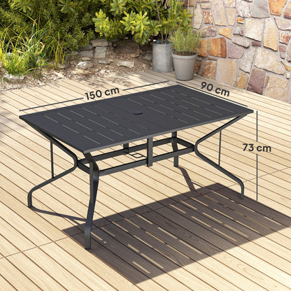 Outsunny Mesa Jardín Exterior Rectangular 150x90x73 Cm Con Tablero Ranurado_2