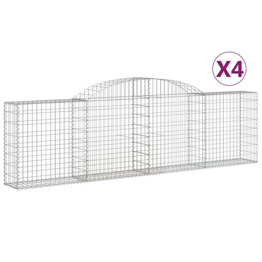 Cestas De Gaviones 4 Uds Forma De Arco Hierro 300x30x80/100 Cm_0