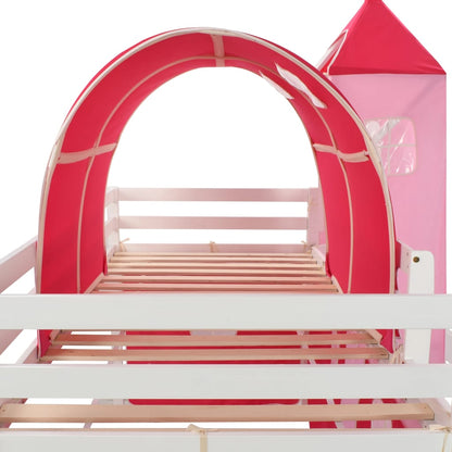 Cama Alta Para Niños Tobogán Y Escalera Madera Pino 208x230 Cm / Vetonek_5