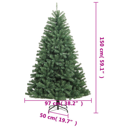 Vidaxl Árbol De Navidad Artificial Con Bisagras Y Soporte Verde 150 Cm_2