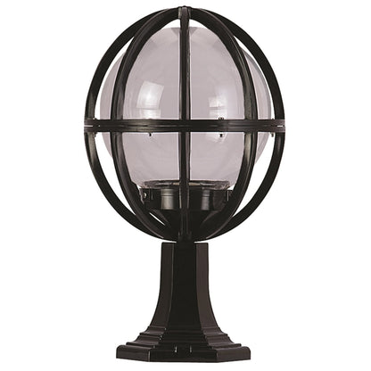 Aplique De Suelo Globo Recto Pantalla Gris Para Exterior, Abs , Negro, 30x30x50, Casquillo E 27 Max 60 W