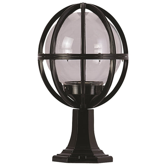 Aplique De Suelo Globo Recto Pantalla Gris Para Exterior, Abs , Negro, 30x30x50, Casquillo E 27 Max 60 W