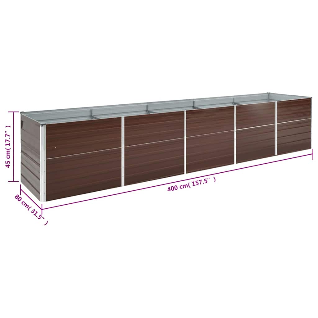 Arriate De Acero Galvanizado Marrón 400x80x45 Cm_5