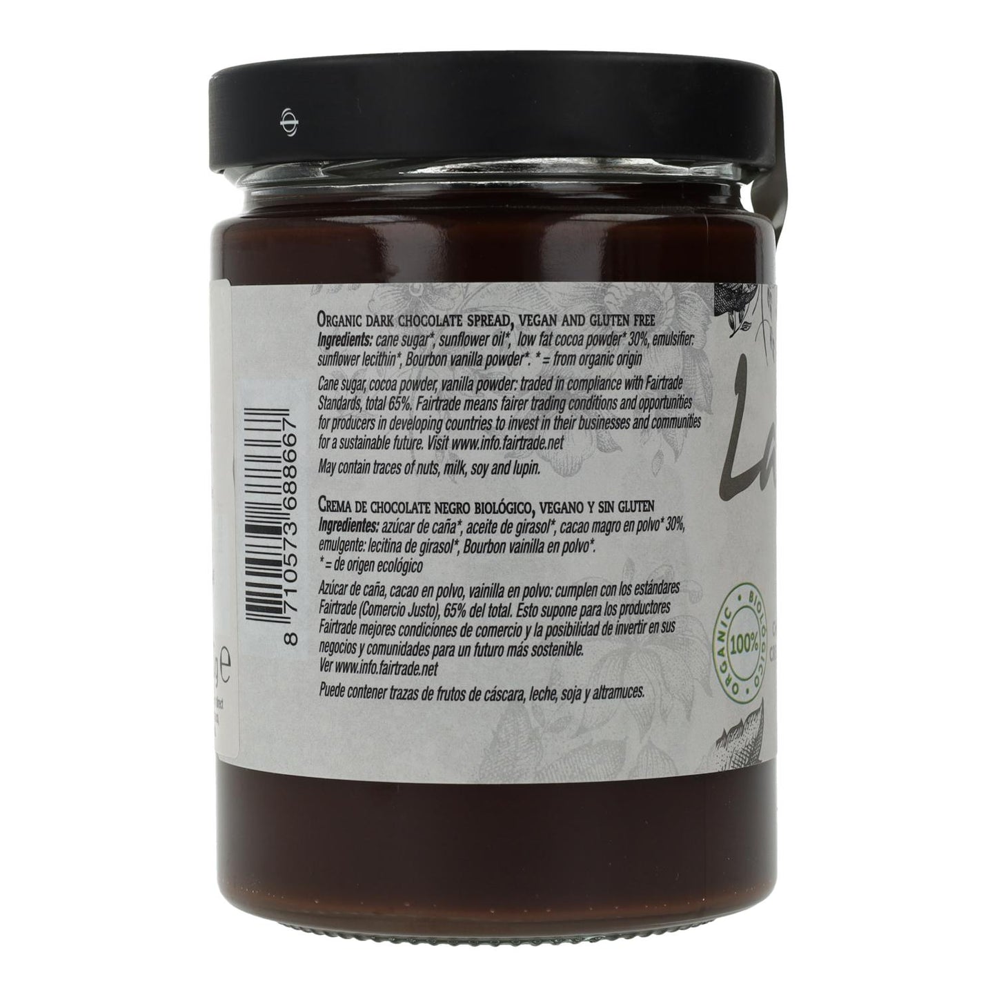 Creme de chocolate negro vegan sem glúten La Vida, 270 g