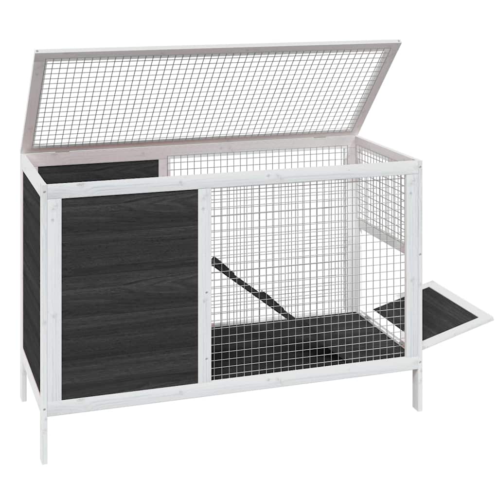 Conejera De Madera Maciza De Pino Gris 103x44x69,5 Cm_3