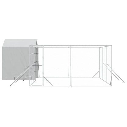 Perrera De Exterior Con Techo Acero Galvanizado Plata 6x6x2,5 M_3