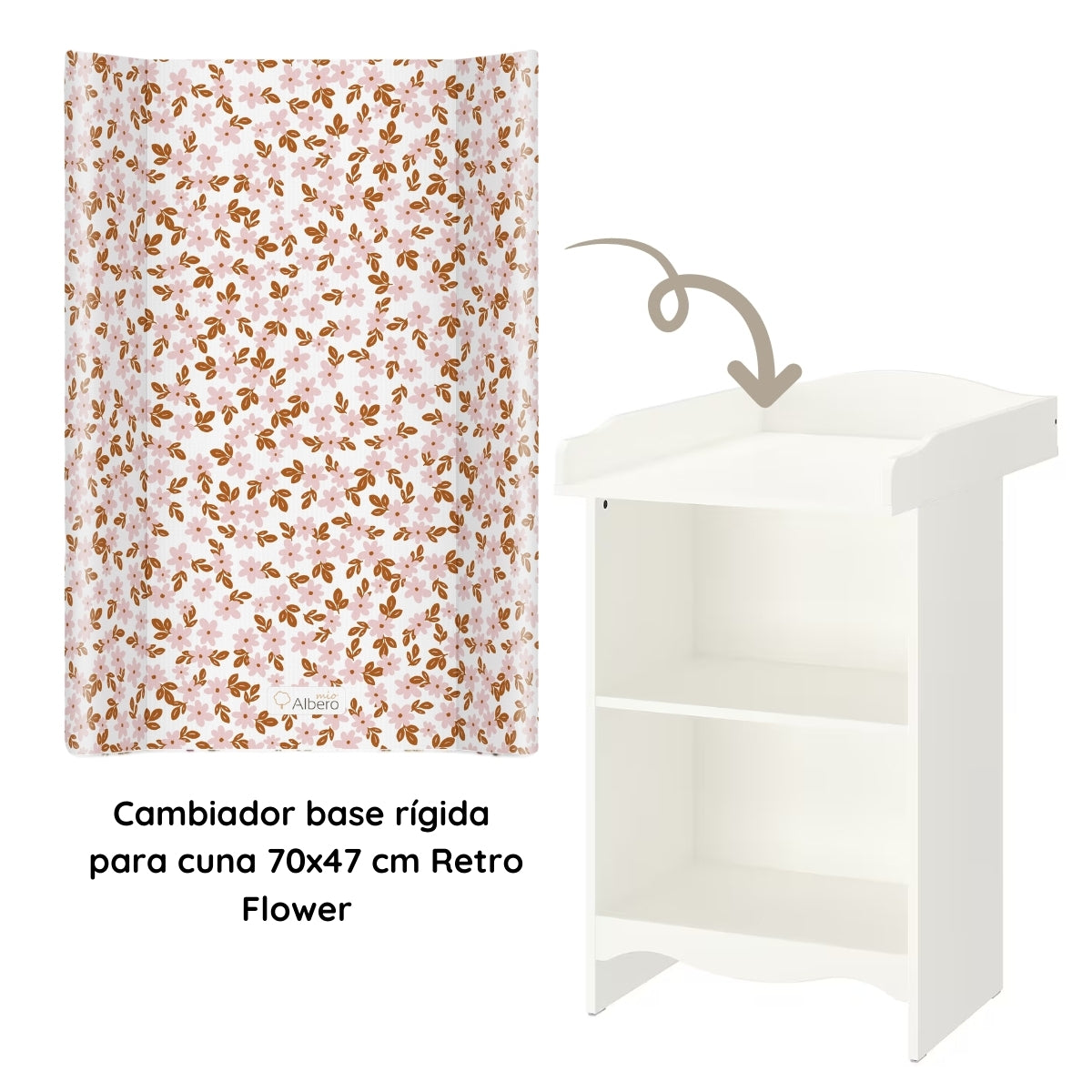 Cambiador Base Rígida Para Cuna 70x47 Retro Flower_1