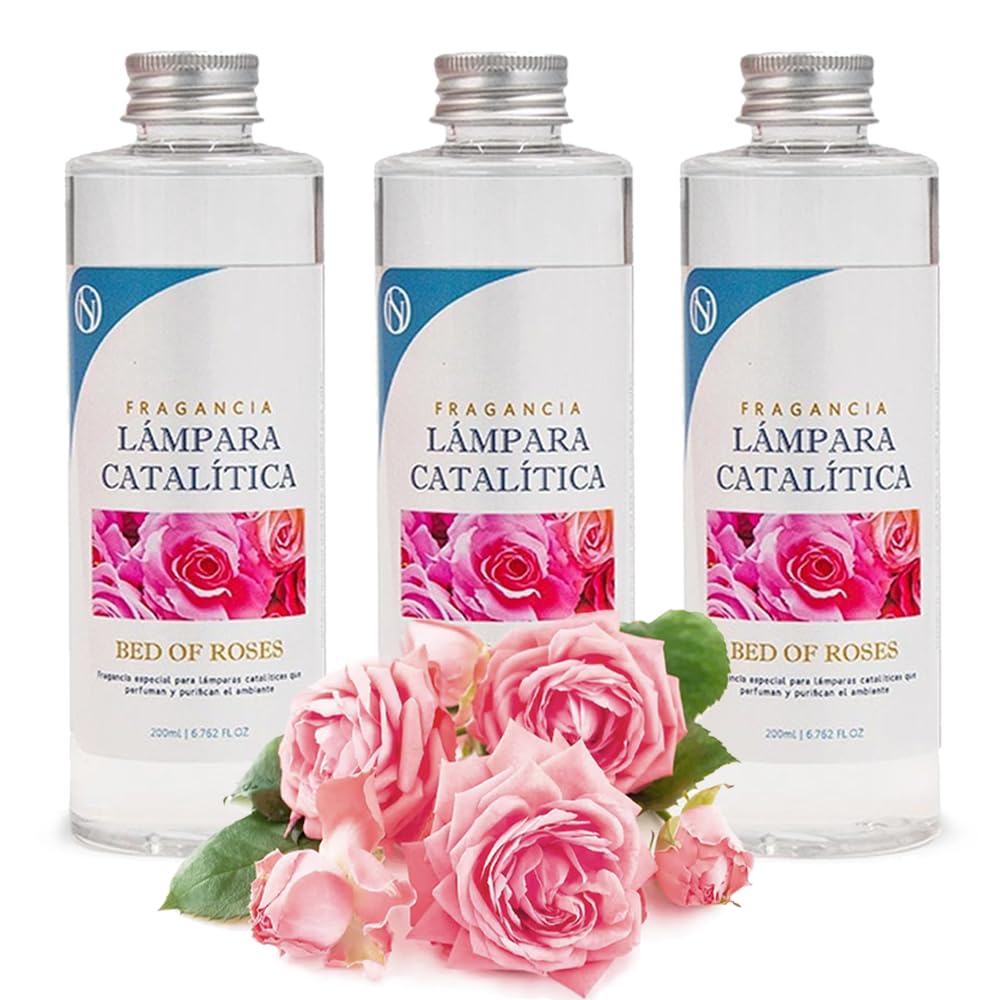 Pack 3x Fragancia Para Lámpara Catalítica 500ml: Aroma Bed Of Roses - Disfruta De Tu Aroma Favorito Durante Más Tiempo_0