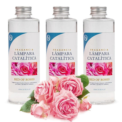 Pack 3x Fragancia Para Lámpara Catalítica 500ml: Aroma Bed Of Roses - Disfruta De Tu Aroma Favorito Durante Más Tiempo_0