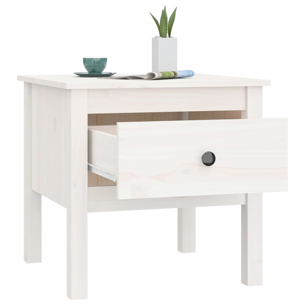 Mesa Auxiliar De Madera Maciza De Pino Blanco 50x50x49 Cm_3