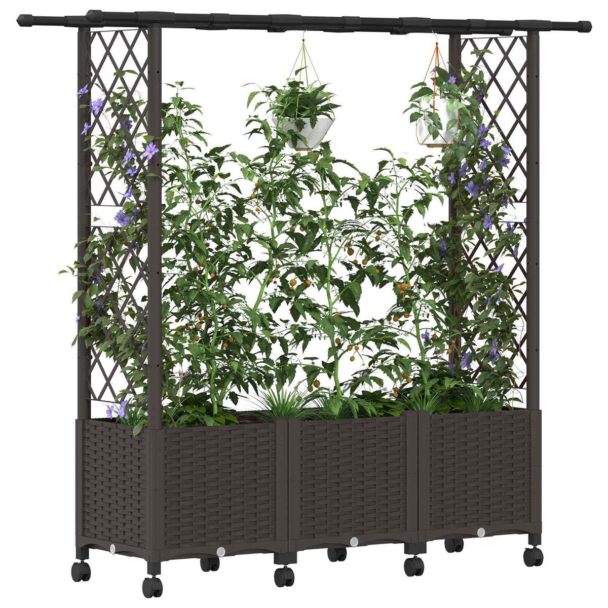 Cama Elevada Con Trellis Y Techo Marrón 162,5 X 40 X 142 Cm Pp_2