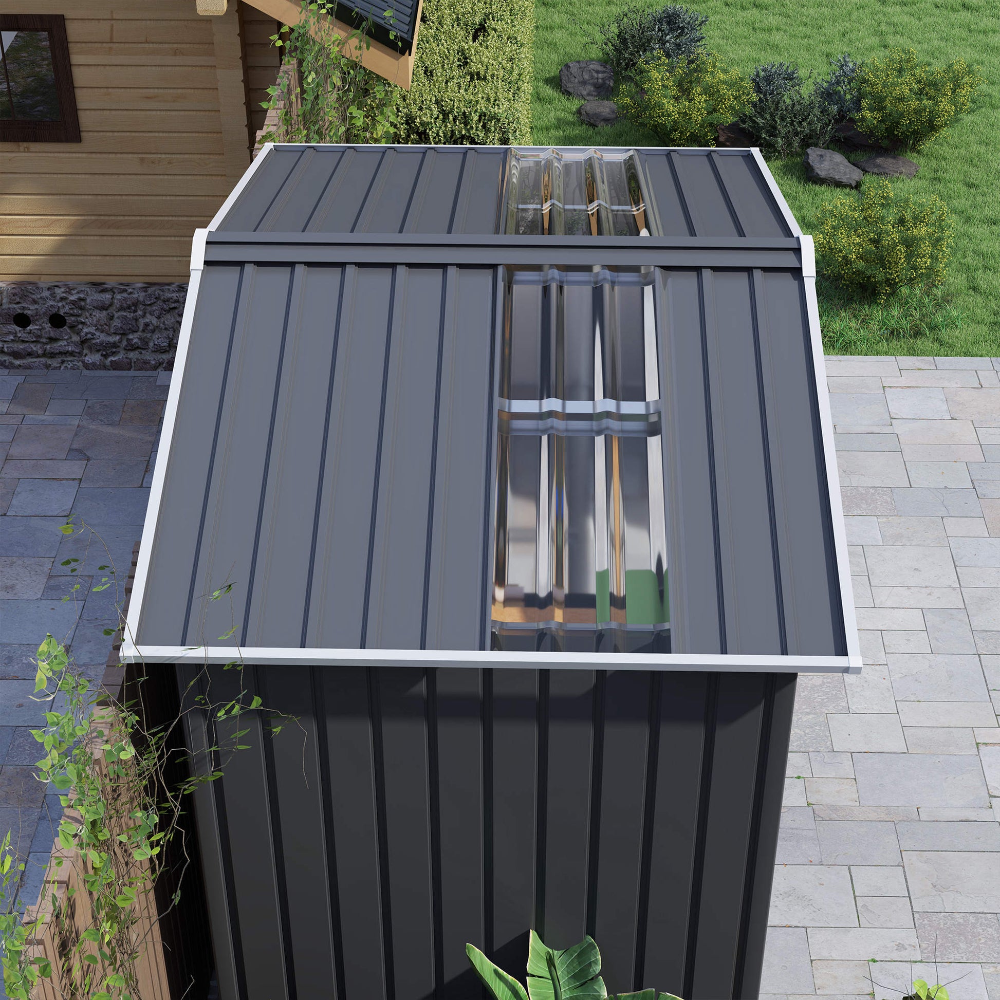 Outsunny Caseta De Jardín 213x130x185 Cm Con 2 Puertas Correderas Y 4 Ventanas_3