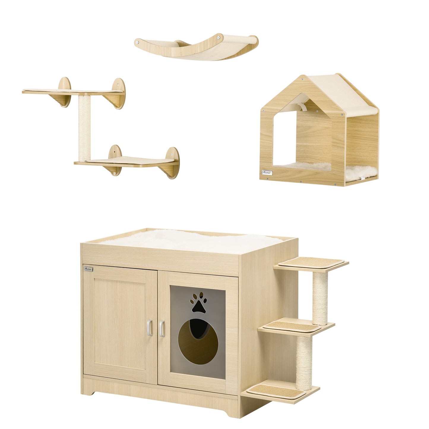 Pawhut Conjunto De 1 Arenero Para Gatos Y 1 Estante De Escalada Para Gatos_0
