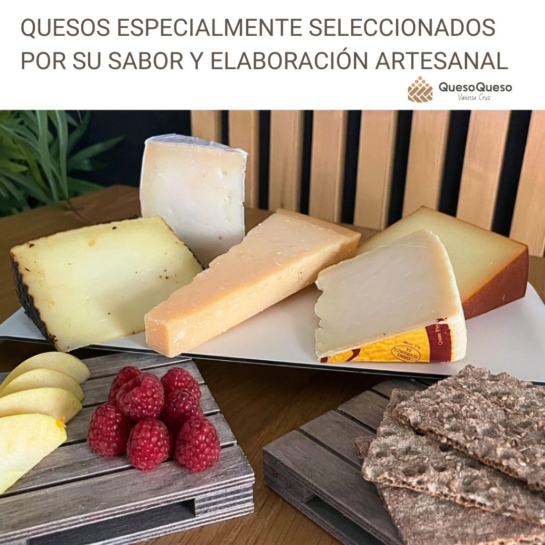 Quesoqueso® Caja De Quesos Gourmet Regalo | 5 Cuñas Queso Parmesano, Payoyo, Idiazabal, Andaluz Y Con Miel Y Oregano_3