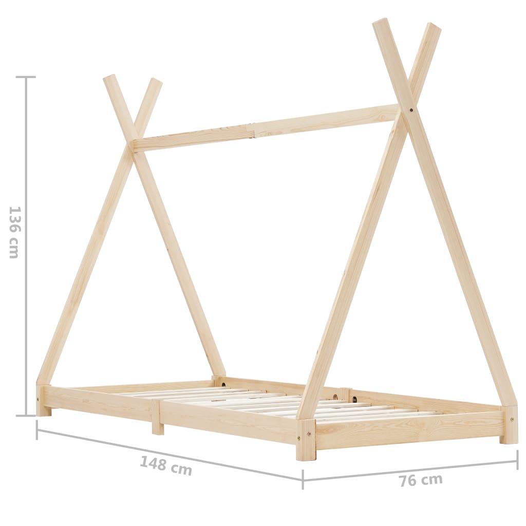 Estructura De Cama Infantil De Madera Maciza De Pino 70x140 Cm / Vetonek_4