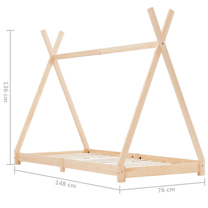 Estructura De Cama Infantil De Madera Maciza De Pino 70x140 Cm / Vetonek_4