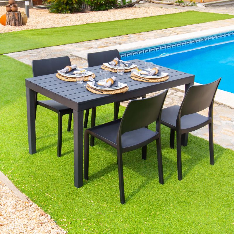 Pack 4 Sillas De Exterior Shine Apilables, Polipropileno, Antracita, 53 X 82 X 58_2