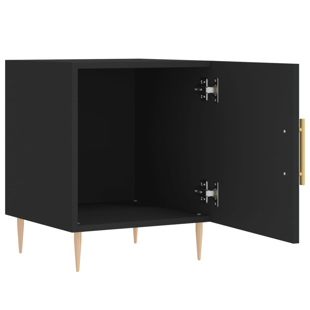 Mesita De Noche Madera De Ingeniería Negro 40x40x50 Cm_3