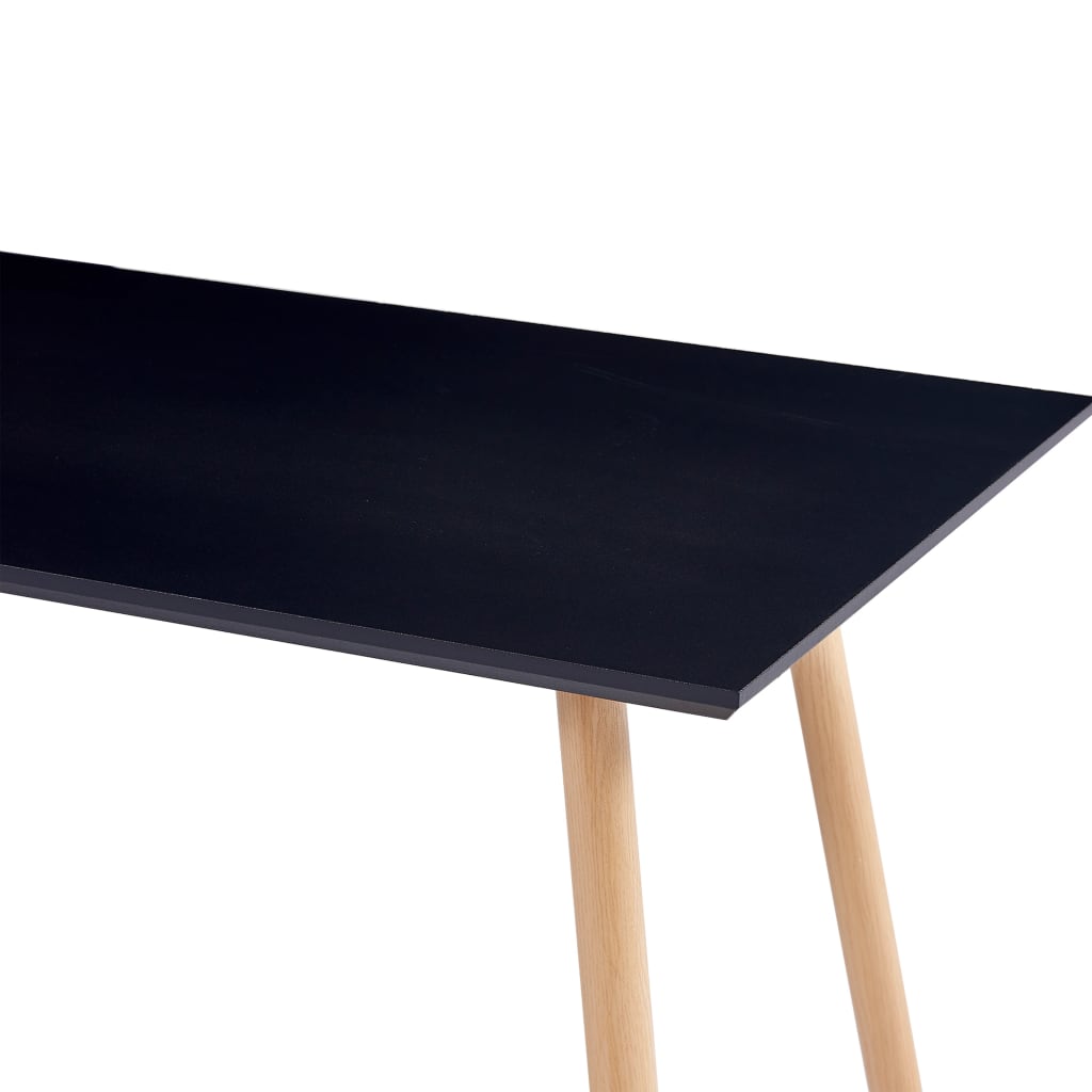 Mesa De Comedor Mdf Negro Y Color Roble 120x60x74 Cm_2