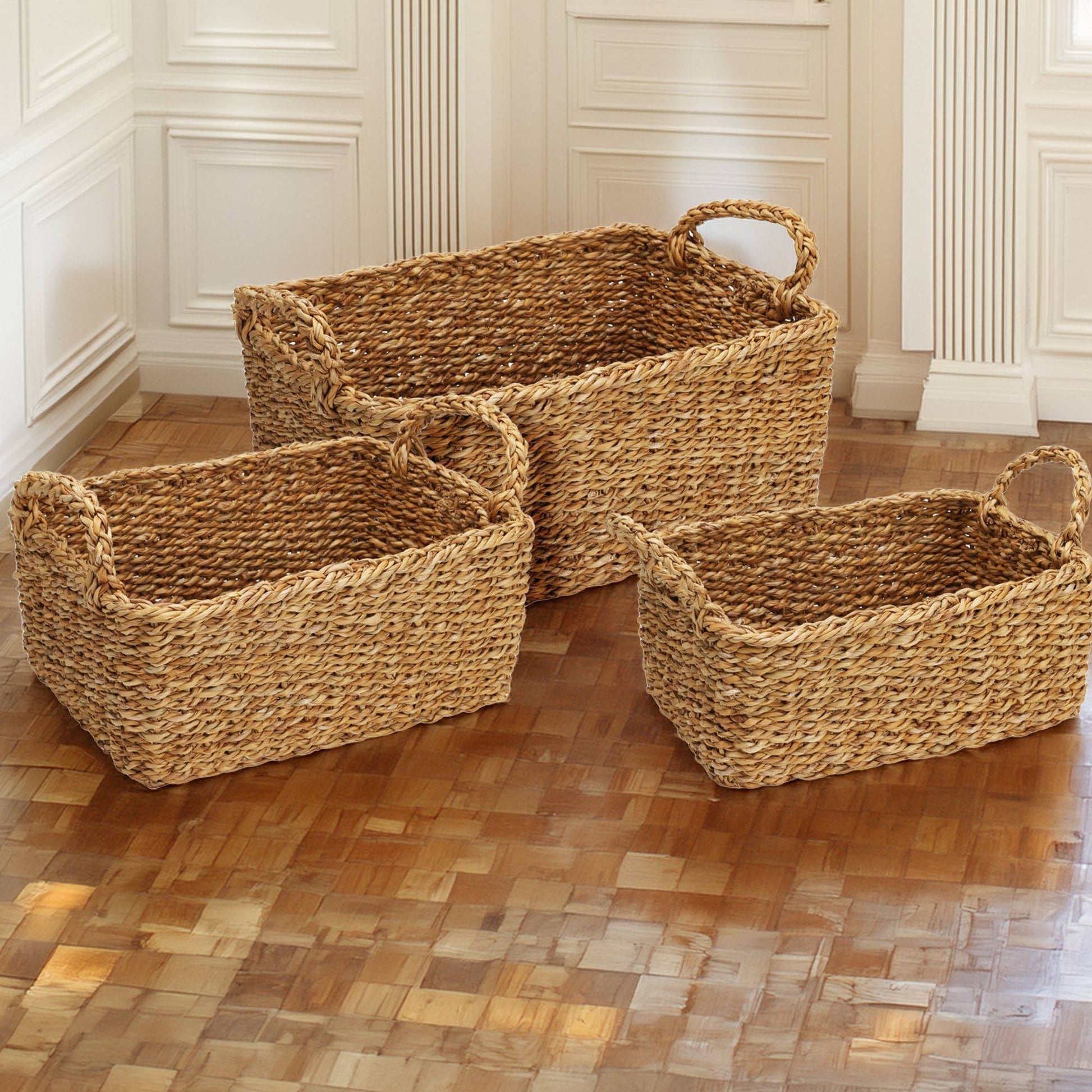 Juego De 3 Cestas Rectangulares Color Natural - Well Home_2
