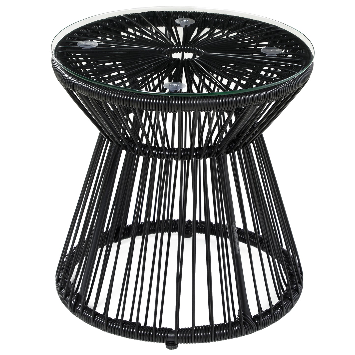 Outsunny Mesa De Jardín De Ratán Sintético Con Marco De Metal Ø40x42 Cm Negro_0