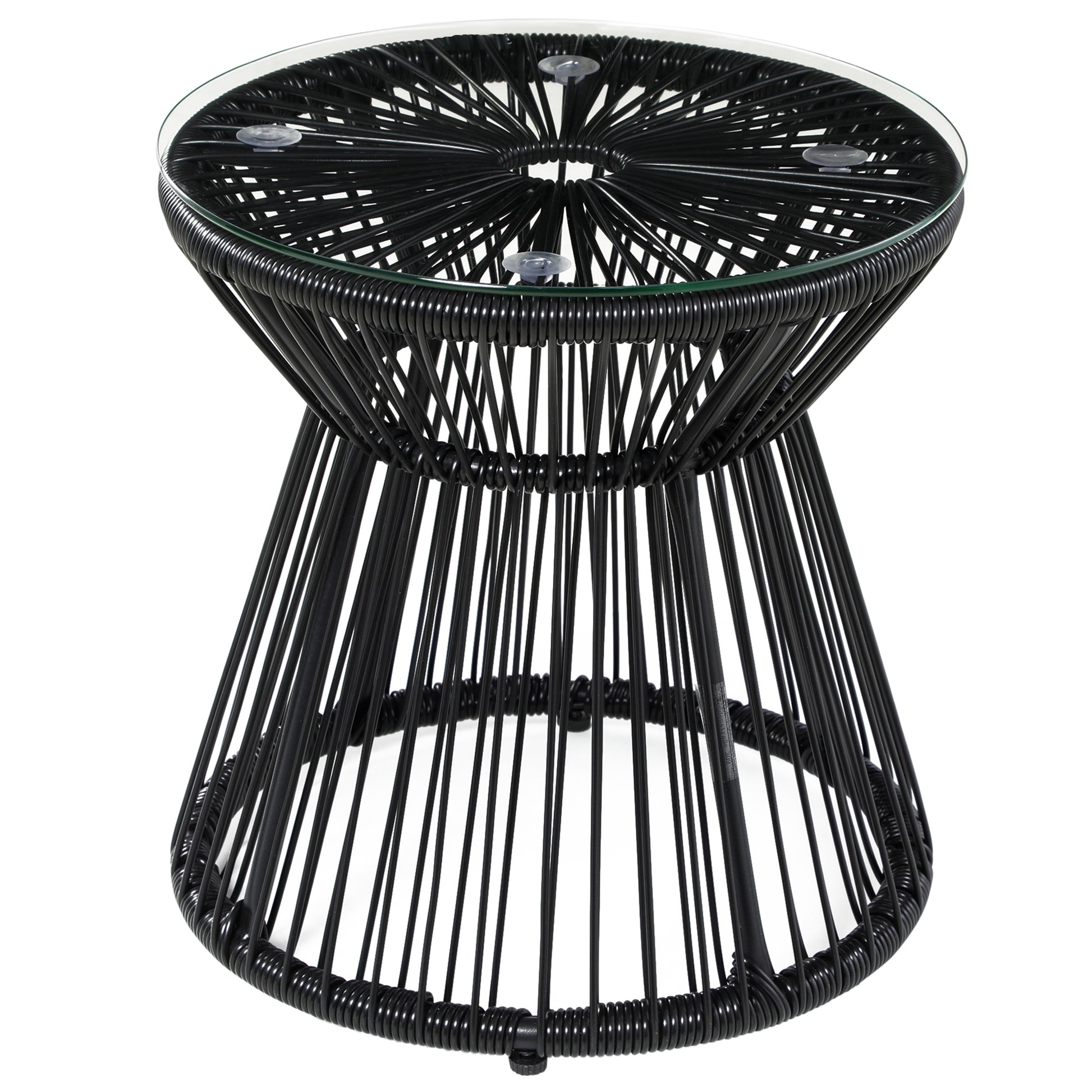 Outsunny Mesa De Jardín De Ratán Sintético Con Marco De Metal Ø40x42 Cm Negro_0